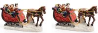 Merkloos / Sans marque Kerstbeeldjes 2x stuks kerstbeeldjes/kerstdorp figuurtjes slee met paard 12 cm