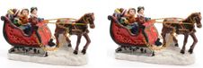 Merkloos / Sans marque Kerstbeeldjes 2x stuks kerstbeeldjes/kerstdorp figuurtjes slee met paard 12 cm