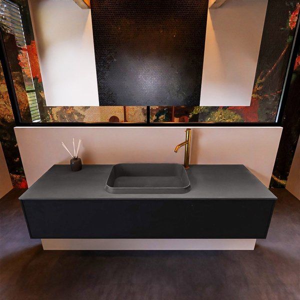 Mondiaz ERIN 150cm badmeubelset onderkast Urban met 1 lade + Wastafel RIDGE Dark grey