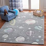 Safavieh Hedendaags tapijt voor woonkamer, eetkamer, slaapkamer, carrousel kindercollectie, laagpolig, grijs en lavendel, 160 x 230 cm