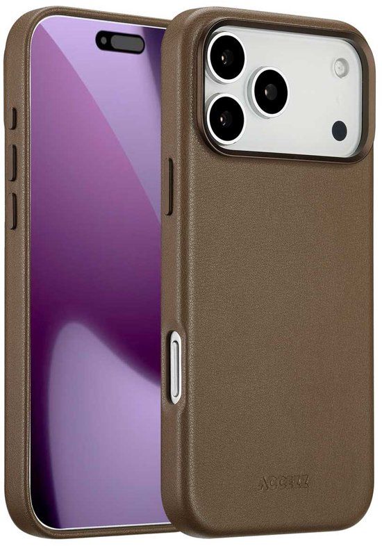 Accezz Leather Backcover Geschikt voor iPhone 17 Pro Max MagSafe Coffee Brown