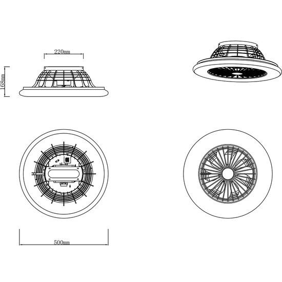 BES LED LED Plafondlamp met Ventilator Trion Romina - 30W - Zwart - Rond - Dimbaar - Afstandsbediening