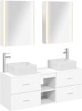 vidaXL Badkamermeubel Set 5 st Wit Bewerkt hout en glas