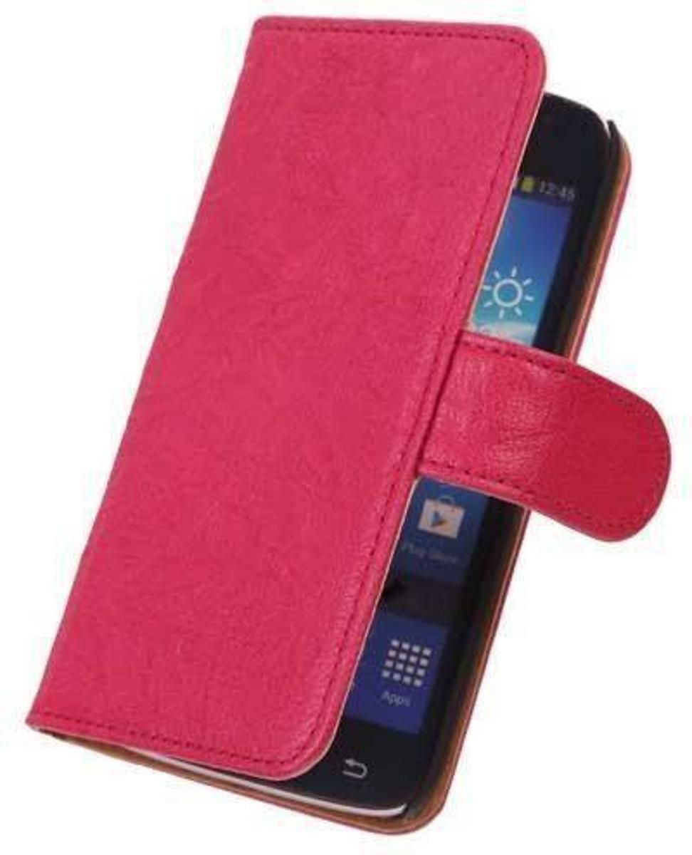 Best Cases Fuchsia Luxe Echt Lederen Booktype Hoesje HTC One E8 - 8718883035232