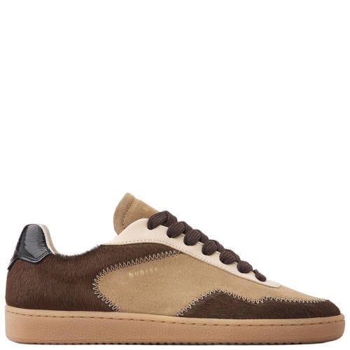 Nubikk suède sneakers - donkerbruin/beige