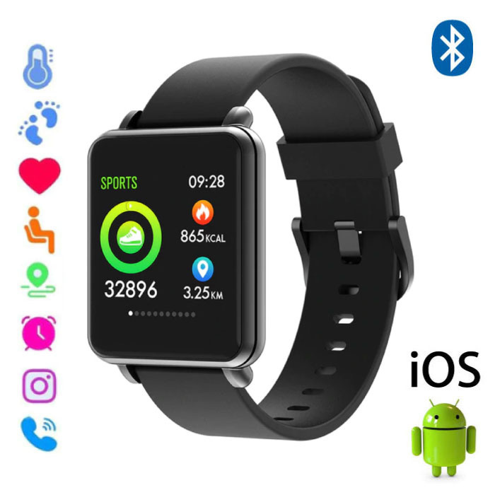 COLMI Land 1 Smartwatch Smartband Smartphone Horloge OLED iOS Android Zwart Siliconen Bandje