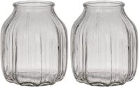Bellatio Design Vase à fleurs petit - 2x - verre transparent clair - D14 x H16 cm