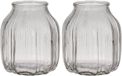 Bellatio Design Vase à fleurs petit - 2x - verre transparent clair - D14 x H16 cm
