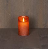 Anna's Collection LED Kaars Wax Rustiek Bewegende Vlam 7.5x12.5cm Koper - 3xAAA/Timer