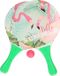 T & F creations Groene beachball set met flamingoprint buitenspeelgoed - Houten beachballset - Rackets/batjes en bal - Tennis ballenspel