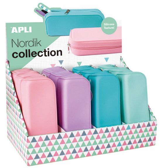 APLI Kids 17408 Schooletui - Blauw, Groen, Zacht Paars, Roze