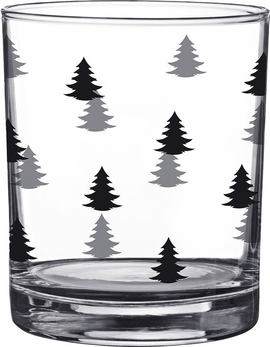 Clayre & Eef Waterglas 230 ml Glas Kerstbomen Drinkbeker Drinkglas