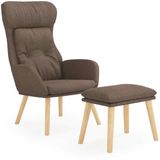 vidaXL Relaxstoel met voetenbank stof taupe