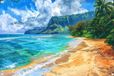 Strand poster - Landschap poster - Tuinposter Bergen - 105x70 cm
