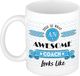 Bellatio Decorations Koffiemok voor een awesome coach - Blauw - Keramiek - 300 ml