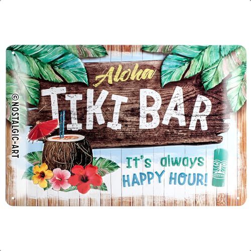 Nostalgic-Art 22251, Metalen Retro Bord, Tiki Bar – Geschenkidee als baraccessoire, van metaal, Vintage ontwerp voor decoratie, 20 x 30 cm