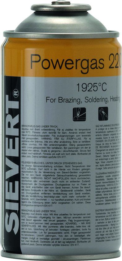 Sievert Gaspatroon Powergas Eu – MET Automatisch Ventiel - Propaan en Butaan - 7/16 Inch