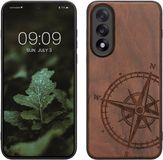 kwmobile telefoonhoesje geschikt voor OnePlus Nord 5 - Hoesje met bumper - hout - In donkerbruin Vintage Kompas design