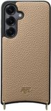 AVY Leren Hoesje geschikt voor Samsung Galaxy S25 Plus / S24 Plus | Compatibel met MagSafe | Leather Case | Back Cover | Haakjes voor koord | Beige