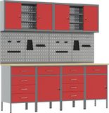 vidaXL Werkkast met lade 10 stuks Rood Engineered hout en staal