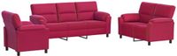 vidaXL Bankstel 3 pcs Wijnrood fluweel