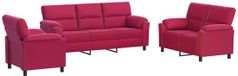 vidaXL Bankstel 3 pcs Wijnrood fluweel