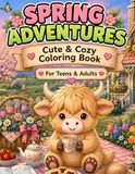 Spring Highland Cow Spring Adventures: A Whimsical Coloring Book for Teens & Adults