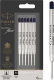 Parker balpenvullingen | Medium punt (1,0 mm) | Zwarte QUINKflow-inkt | 6 stuks