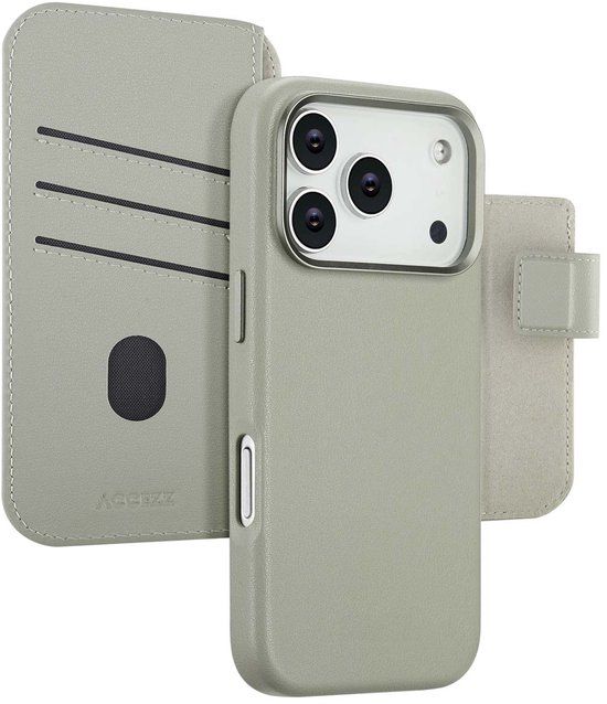 Accezz Leather Bookcase 2-in-1 met MagSafe voor de Apple iPhone 17 Pro - Light Grey