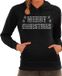 Bellatio Decorations Shoppartners Bv Glitter foute kersttrui met capuchon zwart Merry Christmas glitter steentjes/ rhinestones voor dames - Hoodies - Glitter kerstkleding/ outfit XS