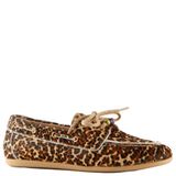 DWRS LATTY leopard leren bootschoenen met panterprint - bruin