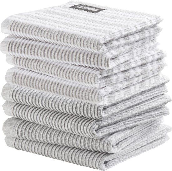 DDDDD combiset vaatdoek basic 4 stuks + classic 4 stuks neutral light grey