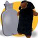 Bouillotte XXL 3,5L avec housse - Motif chien teckel - Housse polaire douce - XL pour bébés, enfants et adultes - Cadeau femme/petite amie