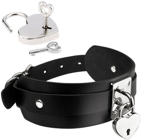 Kinky Diva Hart Lock & Key Halsband - Zwart