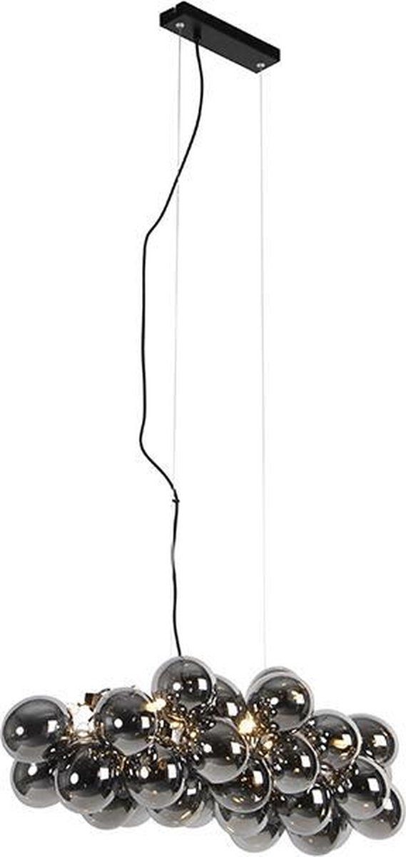 QAZQA Uvas - Design Hanglamp - 8 Lichts - Zwart - Glas
