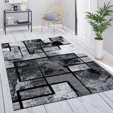 Paco Home Vloerkleed Grijs Woonkamer Vintage Laagpolig Geometrisch Abstract Patroon 160x230 cm