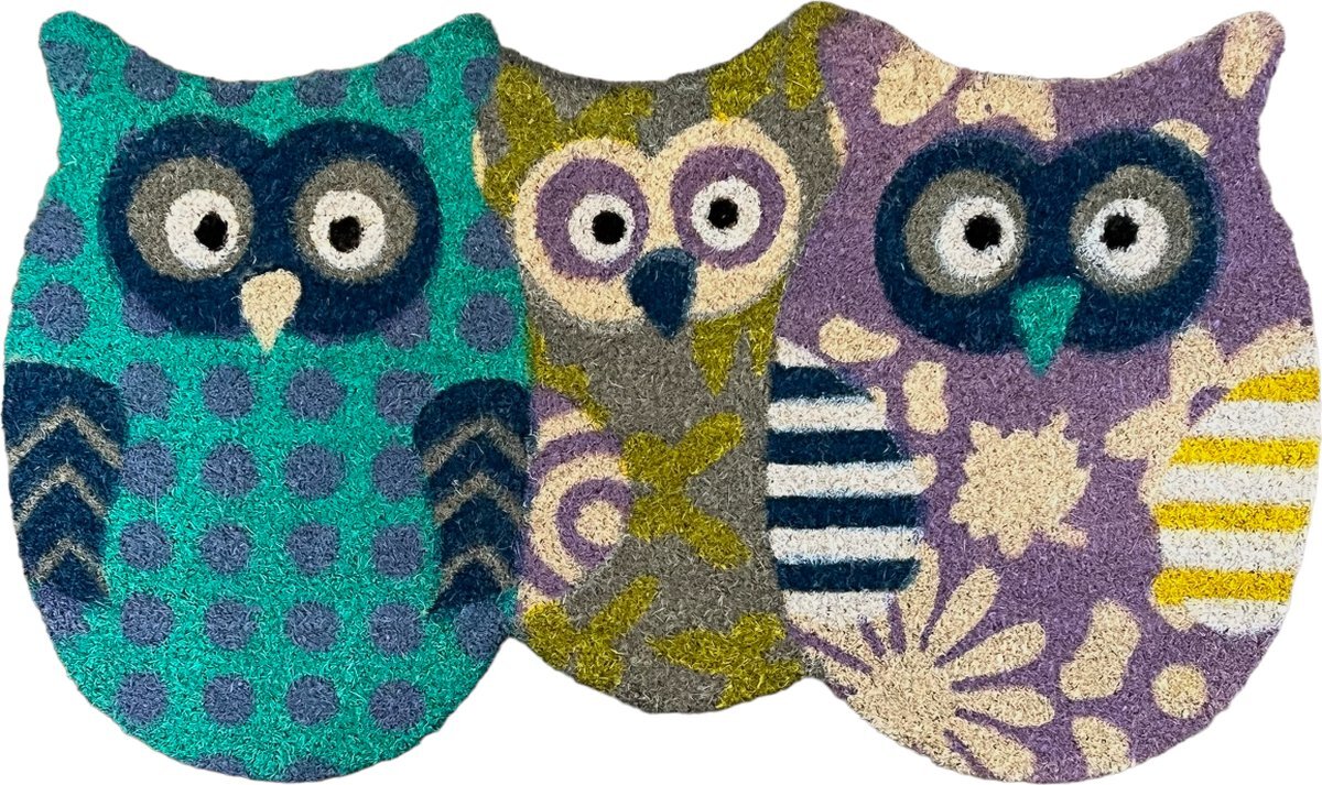 Hamat deurmatten Hamat - Kokosmat Deurmat Uilen Trio Owls - 45 x 75 cm