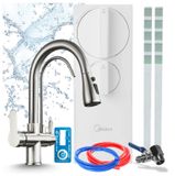 Ari Nordic Keukenmengkraan met waterfiltersysteem, omgekeerde osmose RO5 400 GPD, zonder reservoir, messing, mengkraan met twee grepen, keramische cartridge, waterbesparend, roestvrij staal