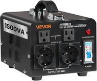 VEVOR 1500va Step-Up/Step-Down-Vermogenstransformator, 110v Naar 220v En 220v Naar 110v Spanningsomvormer met Amerikaanse En Europese Stopcontacten, Netsnoer En Stroomonderbreker