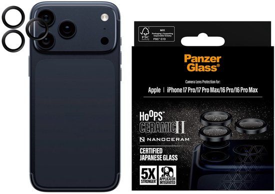PanzerGlass Hoops Ceramic Camera Lens Protector geschikt voor Apple iPhone 17 Pro / 17 Pro Max