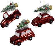 Decoris kersthanger auto kunststof rood 10cm