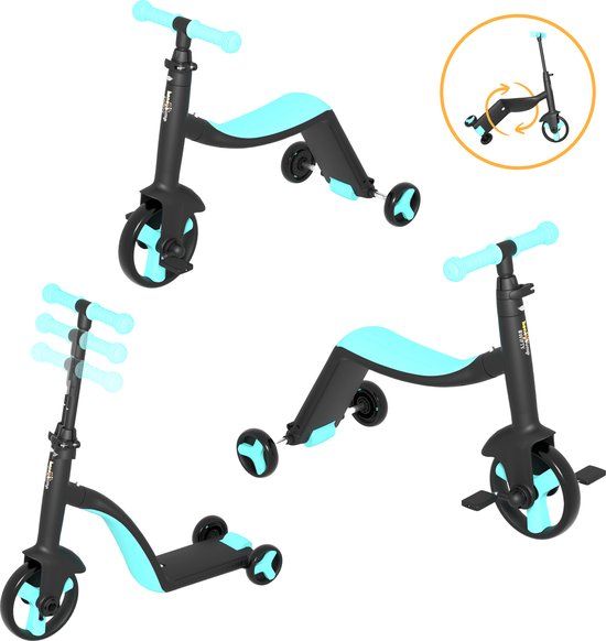 HoneyBump Swifty - 3in1 Kinderstep, Loopfiets, Driewieler - Blauw