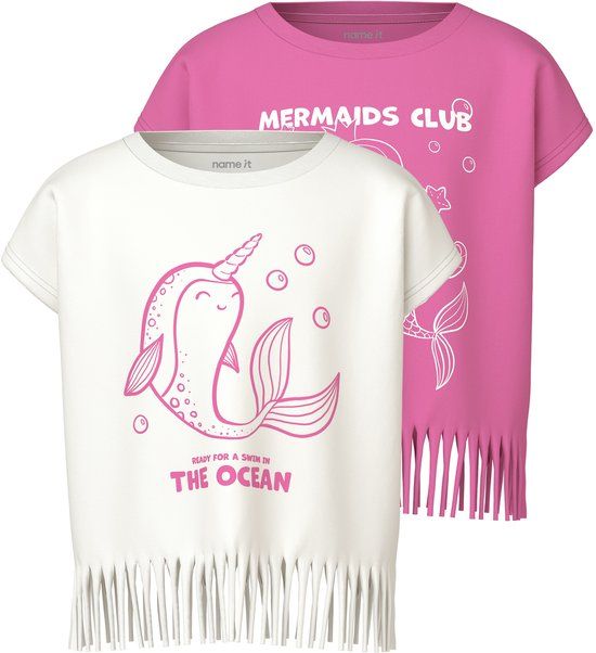 NAME IT NMFVALONE 2P CAPSL SHORT TOP Meisjes T-shirt 98 Katoen Roze