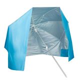 AKTIVE 62437 strandscherm, windscherm, 8 baleinen, 200 cm, blauw, 2-in-1, ombouwbaar, kantelbare aluminium mast, UV50-bescherming, zandzakken, ventilatie en draagtas