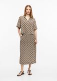 s.Oliver Rok A-lijn met elastische tailleband en paisley patroon - Viscose - Maat 44 - Bruin