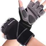 Grebarley gymhandschoenen, trainingshandschoenen met polssteun, gewichthefhandschoenen, ademende sporthandschoenen, crossfit training, pak voor mannen en vrouwen (S, Lange polsband)