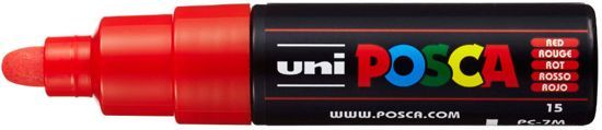 Uni Posca PC-7M - Kleur Rood - 4.5â€“5.5 mm Breed Rond - Geschikt op vele materialen zoals kunststof hout karton papier glas textiel