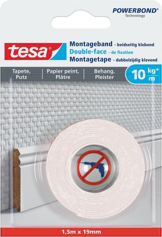 tesa Powerbond montagetape voor gevoelige oppervlakken 19 mm x 1