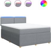vidaXL Boxspring met matras stof lichtgrijs 140x190 cm
