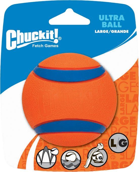 Chuckit! Ultra Ball - Hondenspeelgoed - Hondenbal - Apporteerspeelgoed - L - Ø 7 cm - Oranje/Blauw
